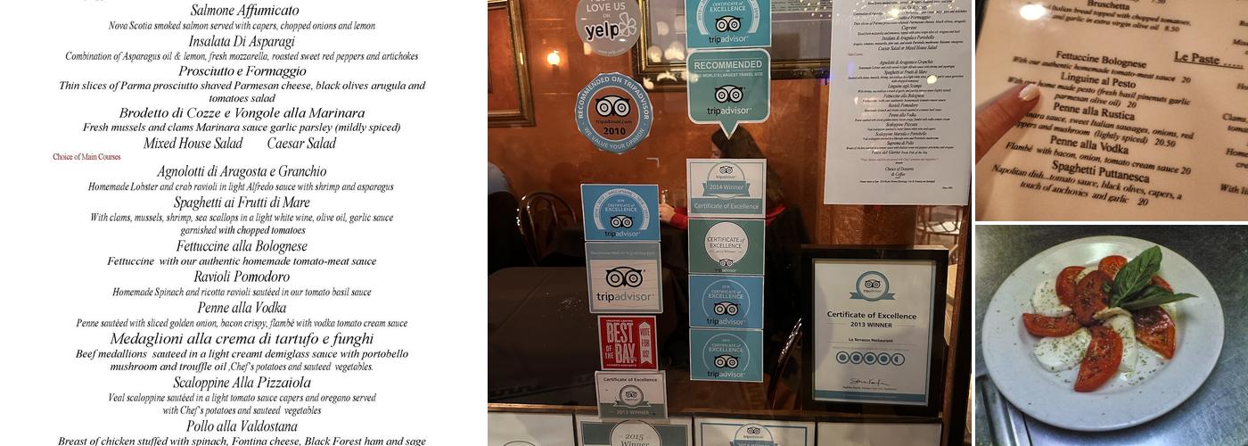 A glimpse of the menu and food at La Terrazza